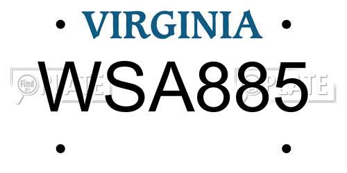 WSA885 Virginia License Plate