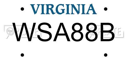 WSA88B Virginia License Plate