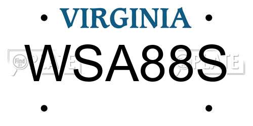 WSA88S Virginia License Plate