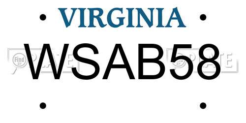 WSAB58 Virginia License Plate