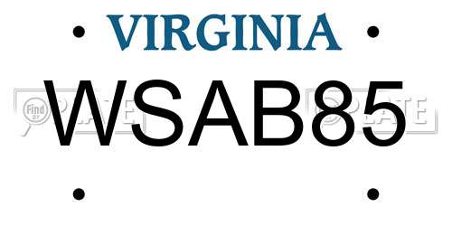 WSAB85 Virginia License Plate