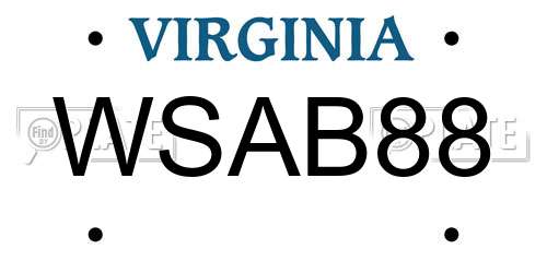 WSAB88 Virginia License Plate