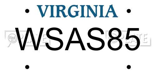WSAS85 Virginia License Plate