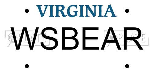 WSBEAR Virginia License Plate