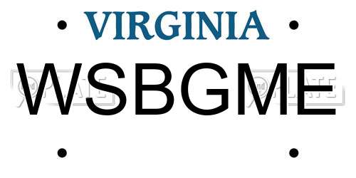 WSBGME Virginia License Plate