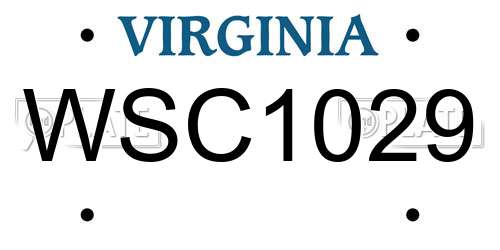 WSC1029 Virginia License Plate