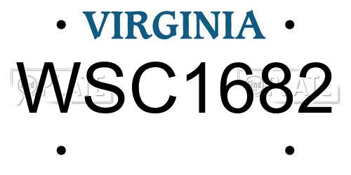 WSC1682 Virginia License Plate