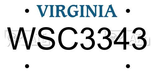 WSC3343 Virginia License Plate
