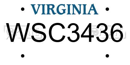 WSC3436 Virginia License Plate