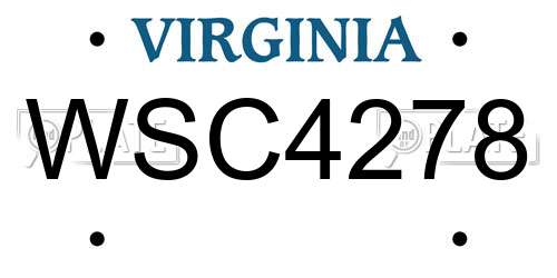 WSC4278 Virginia License Plate