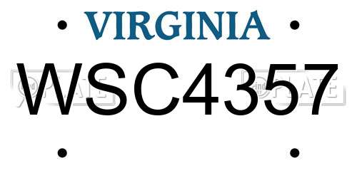 WSC4357 Virginia License Plate