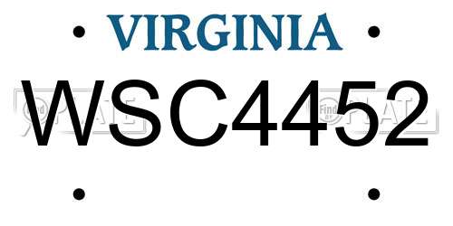 WSC4452 Virginia License Plate