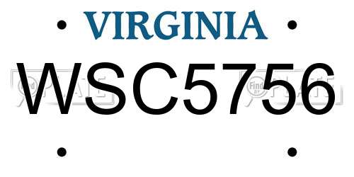 WSC5756 Virginia License Plate