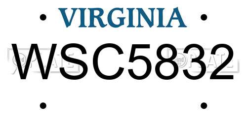 WSC5832 Virginia License Plate