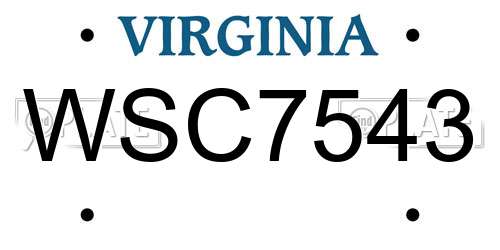 WSC7543 Virginia License Plate