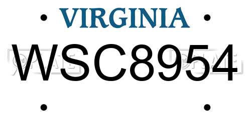 WSC8954 Virginia License Plate