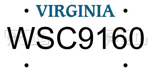 WSC9160 Virginia License Plate