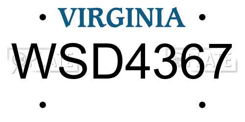 WSD4367 Virginia License Plate