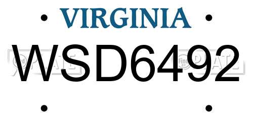 WSD6492 Virginia License Plate
