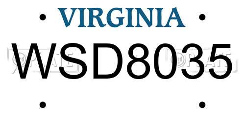 WSD8035 Virginia License Plate
