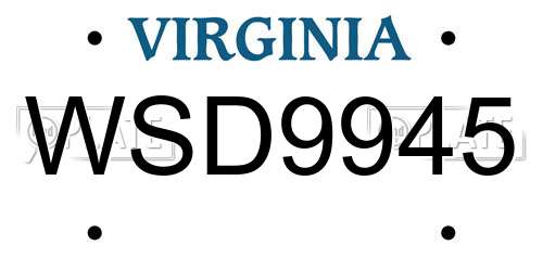WSD9945 Virginia License Plate