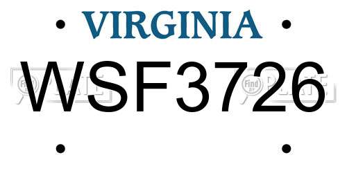 WSF3726 Virginia License Plate