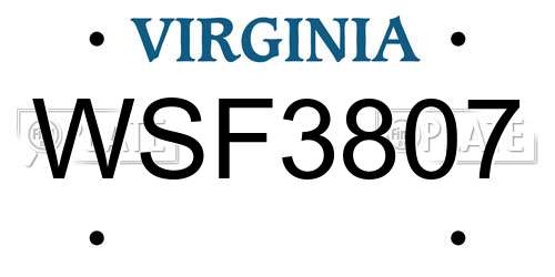 WSF3807 Virginia License Plate