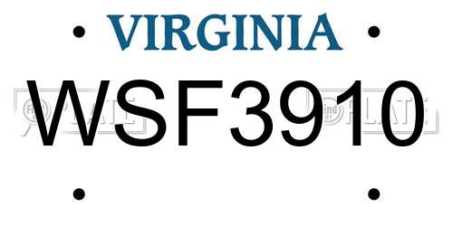 WSF3910 Virginia License Plate