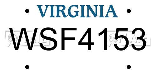 WSF4153 Virginia License Plate