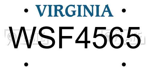 WSF4565 Virginia License Plate