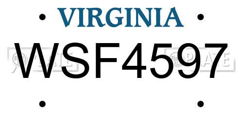 WSF4597 Virginia License Plate