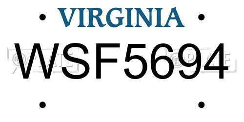 WSF5694 Virginia License Plate