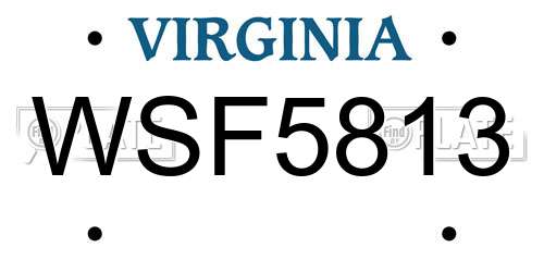 WSF5813 Virginia License Plate