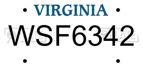 WSF6342 Virginia License Plate