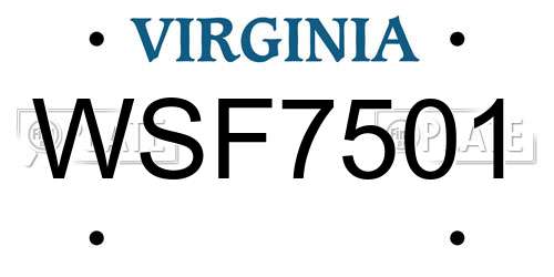 WSF7501 Virginia License Plate