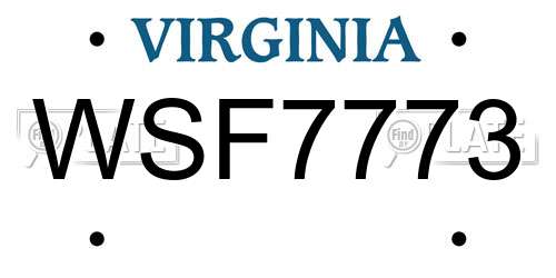 WSF7773 Virginia License Plate