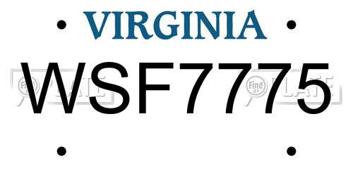 WSF7775 Virginia License Plate