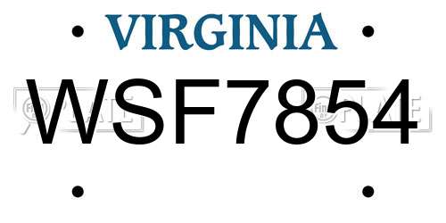 WSF7854 Virginia License Plate
