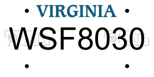 WSF8030 Virginia License Plate