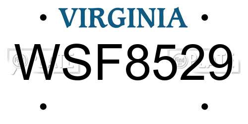 WSF8529 Virginia License Plate