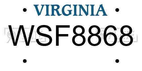 WSF8868 Virginia License Plate