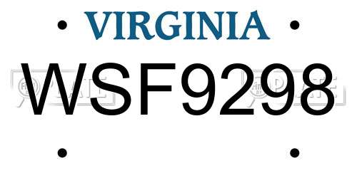 WSF9298 Virginia License Plate