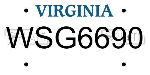WSG6690 Virginia License Plate