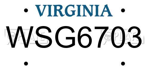 WSG6703 Virginia License Plate