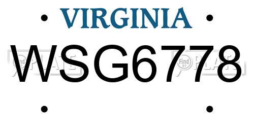 WSG6778 Virginia License Plate