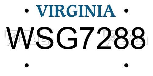 WSG7288 Virginia License Plate