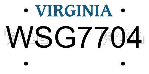 WSG7704 Virginia License Plate