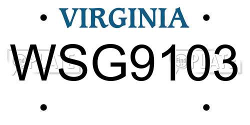WSG9103 Virginia License Plate