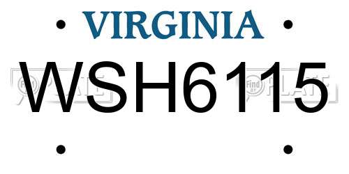 WSH6115 Virginia License Plate