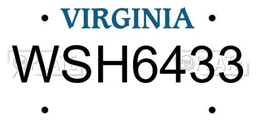 WSH6433 Virginia License Plate